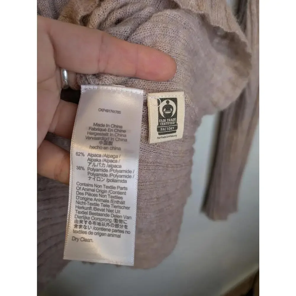 Madewell Ribbed Henley Alpaca‑Blend Knit Sweater Oatmeal Women’s Size XL - Picture 4 of 5